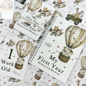 Baby Journal, Babybuch, Baby Journal und Erinnerungsbuch, Safari, Baby Meilenstein, Schwangerschaft Journal, mein erstes Jahr, neues Baby Geschenk
