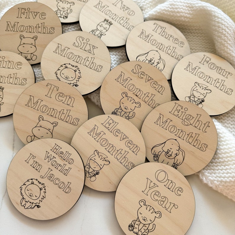 Baby Milestone Wooden Discs, Baby Milestone Cards, Baby Shower Gift ...