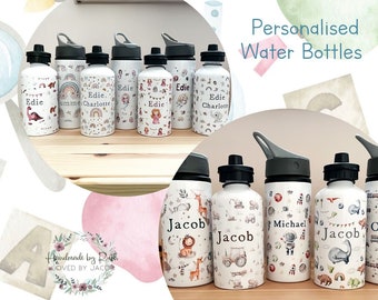 personalised kids water bottle, school water bottle, nursery water bottle, pre school bottle, back to school, girls water bottle,gym bottle