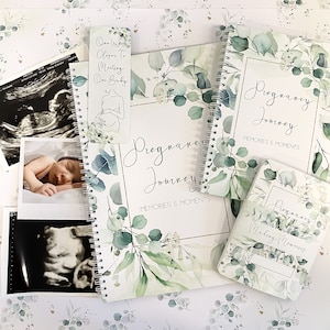 Pregnancy Journal, Pregnancy Planner, Pregnancy Diary, eucalyptus, Baby Book, Pregnancy Gift, Pregnancy Milestone, pregnancy announcement