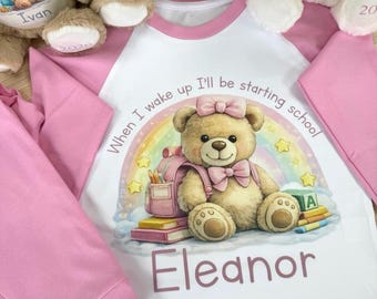 When I Wake Up I’ll Be Starting School Pyjamas | Personalised Back to School PJs | First Day of School Outfit