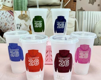 Personalisierte Leavers 2026 Kalte Tasse | Schultüte mit Strohhalm | Personalisiertes Geschenk zum Jahresende