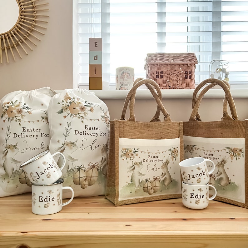 personalised easter bag, easter basket, easter gift, easter decoration, personalised easter gift, easter mug, image 2