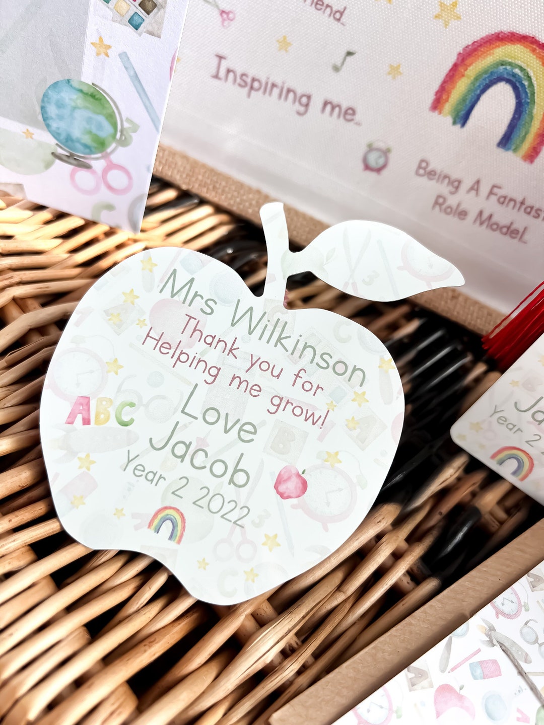 3 Calamite In Legno Per Insegnanti | Regalo Personalizzato Ringraziamento Scuola - Fiore, Frutta E Cuore Con Pennarello