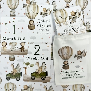 cartes d'étapes de bébé, Safari, jungle, cartes d'étapes de safari, grossesse, cadeau de baby shower, cadeau de naissance