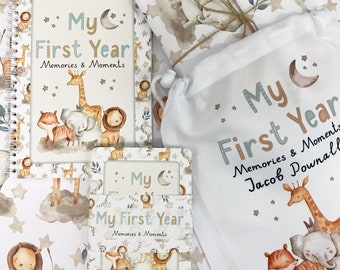 Safari Baby Journal, Memory Book, First Year Milestone