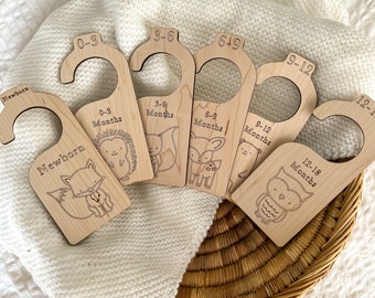 Wooden Baby Wardrobe Dividers, Nursery Closet Organizers, Wildflower, Fawn, Safari, Woodland, Rabbit