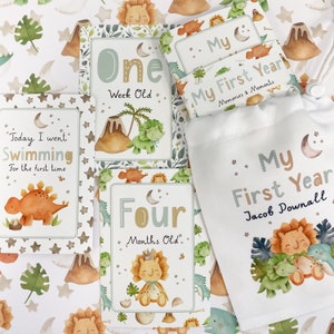 cartes d'étape de bébé, dinosaure, cartes d'étape de dinosaure, cadeau de baby shower, nouveau cadeau de bébé, dino, unisexe
