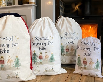 Personalised santa sack, Christmas sack, Christmas nutcracker, sugar plum fairy, girl, boy, Christmas Eve box, first Christmas gift, Nut