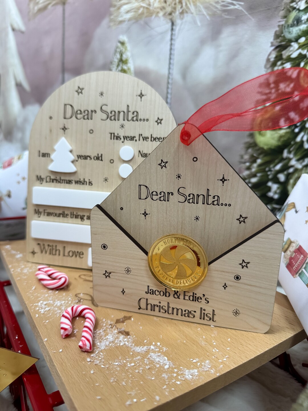 thumbnail image 2 of Personalised Letter To Santa Christmas Stocking – Forever Christmas Medium Red/Green Plush Teddy Sock 2 of 6