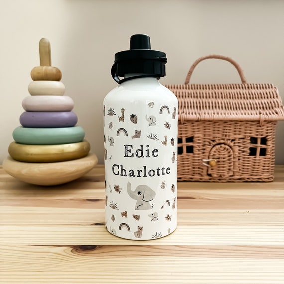 Children's Water Bottle Personalised With Carabiner Clip Metal Drinks Bottle  Christmas Bottle Gifts, Sports Day, PE Bottle, Gift 400ml 