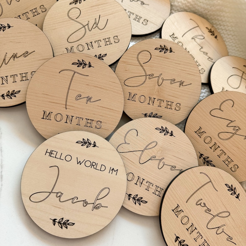 Baby Milestone Wooden Discs, Baby Milestone Cards, Baby Shower Gift ...