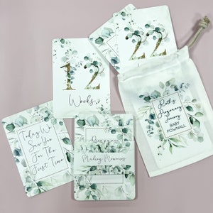 Cartes d'étape de grossesse, cartes d'étape, eucalyptus, annonce de grossesse, cadeau de grossesse, compte à rebours de grossesse, cadeau de future maman,