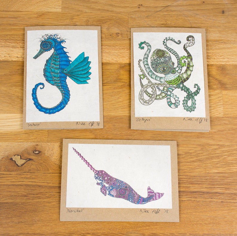 Portuguese Man O' War Blank Greeting Card, Zentangle-inspired Doodle ...