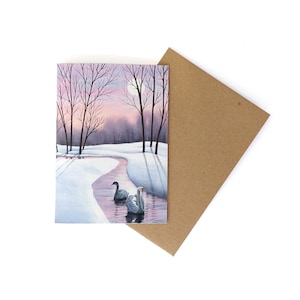 Folded card Swans in the snow