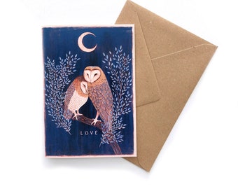 Folded card owl love