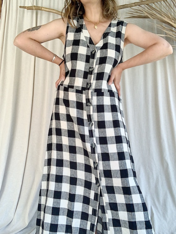 Gingham Linen Market Dress