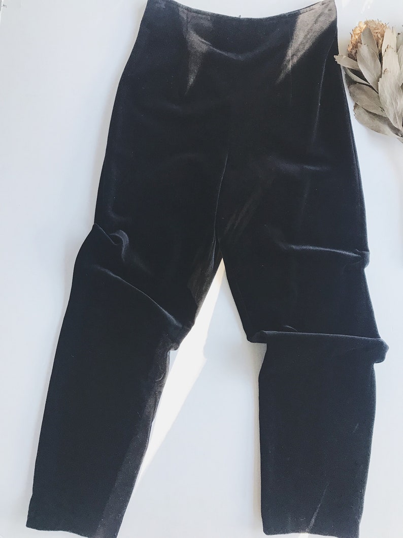 black velvet high waisted trousers