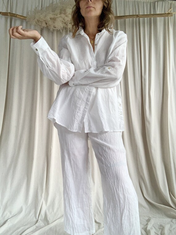 Minimalist White Linen Oversized Shirt