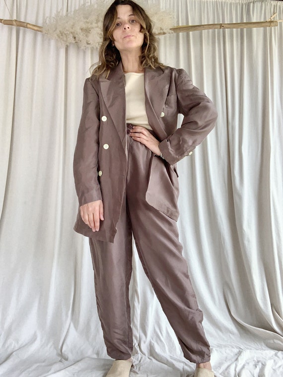 Taupe Silk Suit