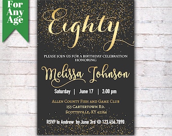 80th birthday invitations etsy