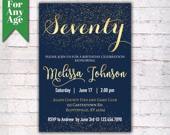 70th birthday invitation etsy