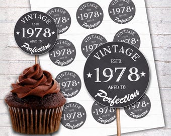40th Cupcake Toppers Etsy