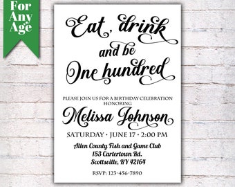 100th birthday invitations etsy