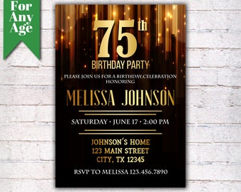 75th birthday invite etsy