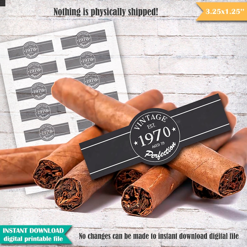 cigar labels 50th birthday cigar band 1970 vintage aged to etsy