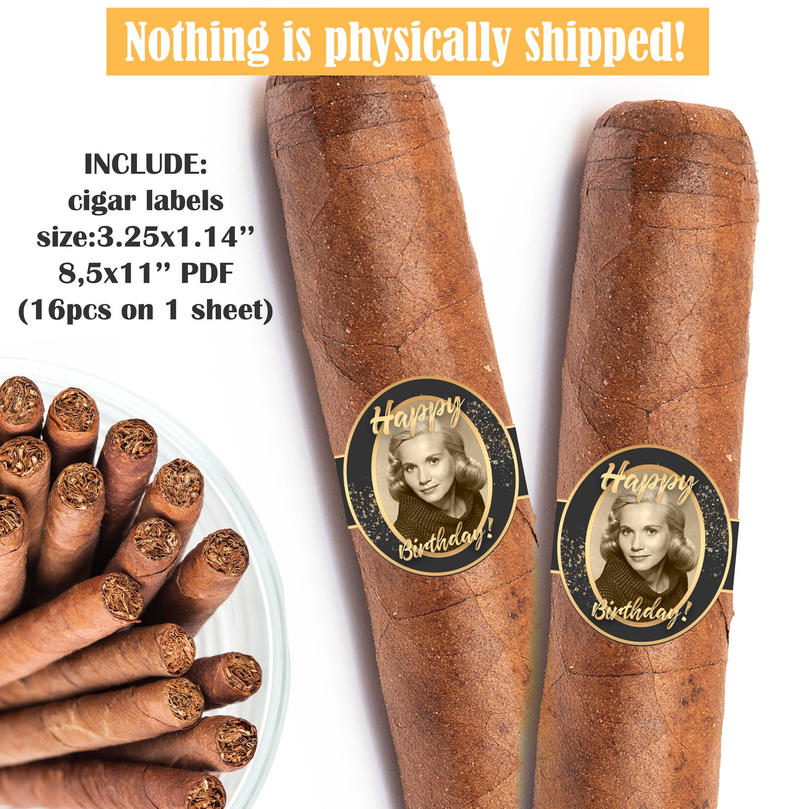 Personalized Photo Cigar Labels Birthday Cigar Band Vintage