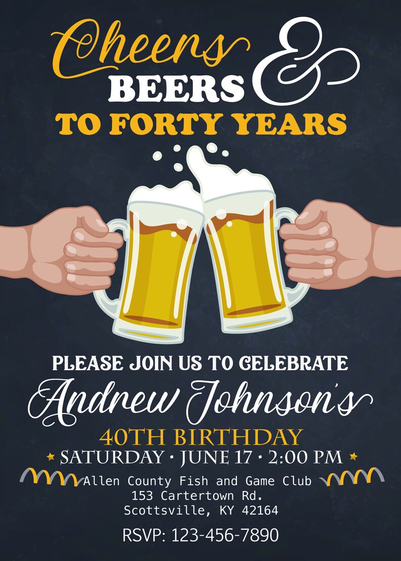 Cheer und Bier bis 40 Jahre Geburtstag PartyEinladung 40. Etsy
