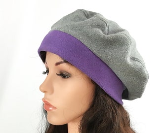Fleece beret hat for women Winter headwear lined fits all