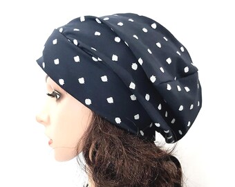 Dark blue slouchy hat women Headwear chemo lightweight breathable custom size