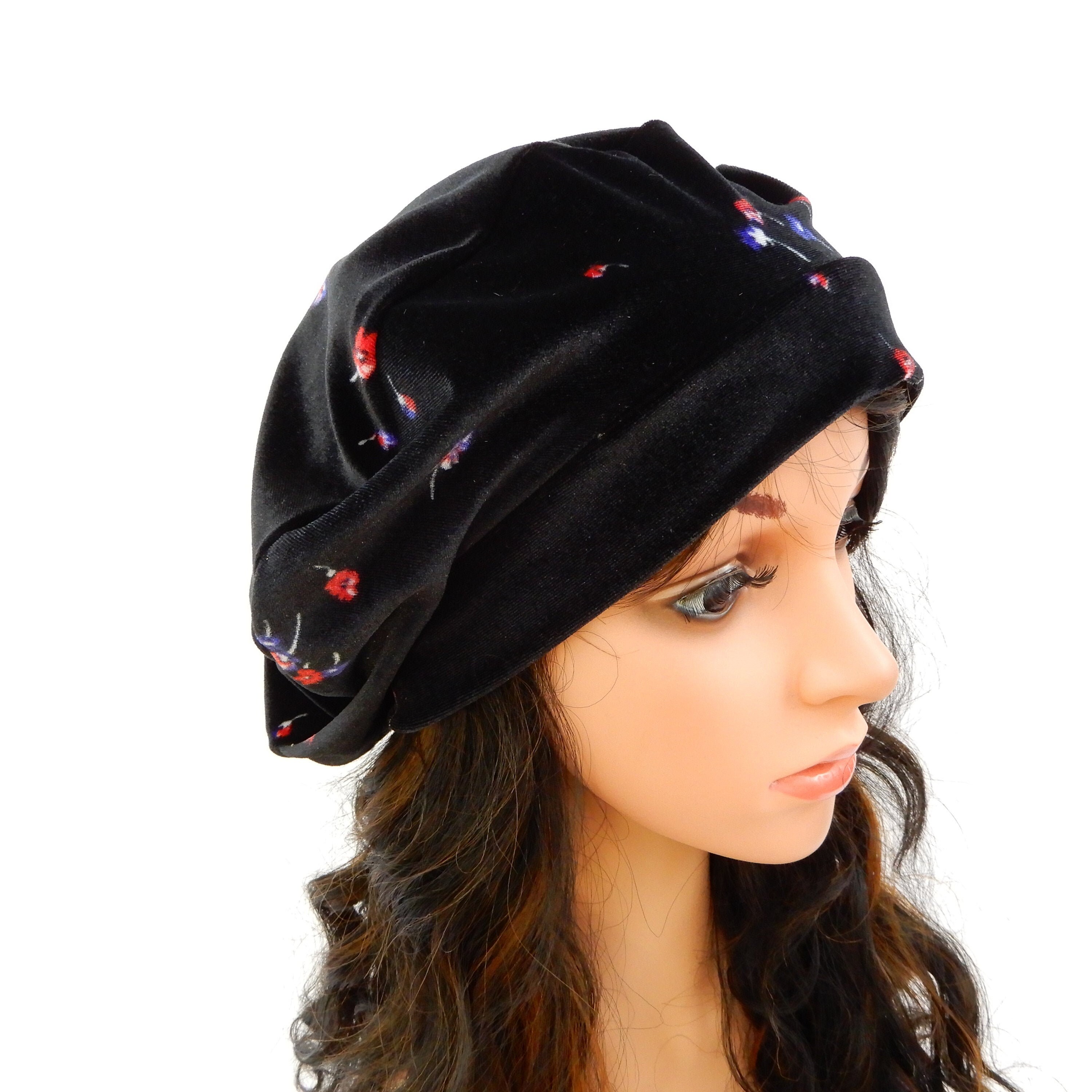 Velvet beret hat for women Stretchy velvet beanie beret not Etsy