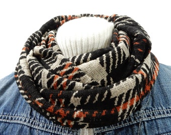 Infinity loop men women scarf Long scarf Plaid neck warmer Snood