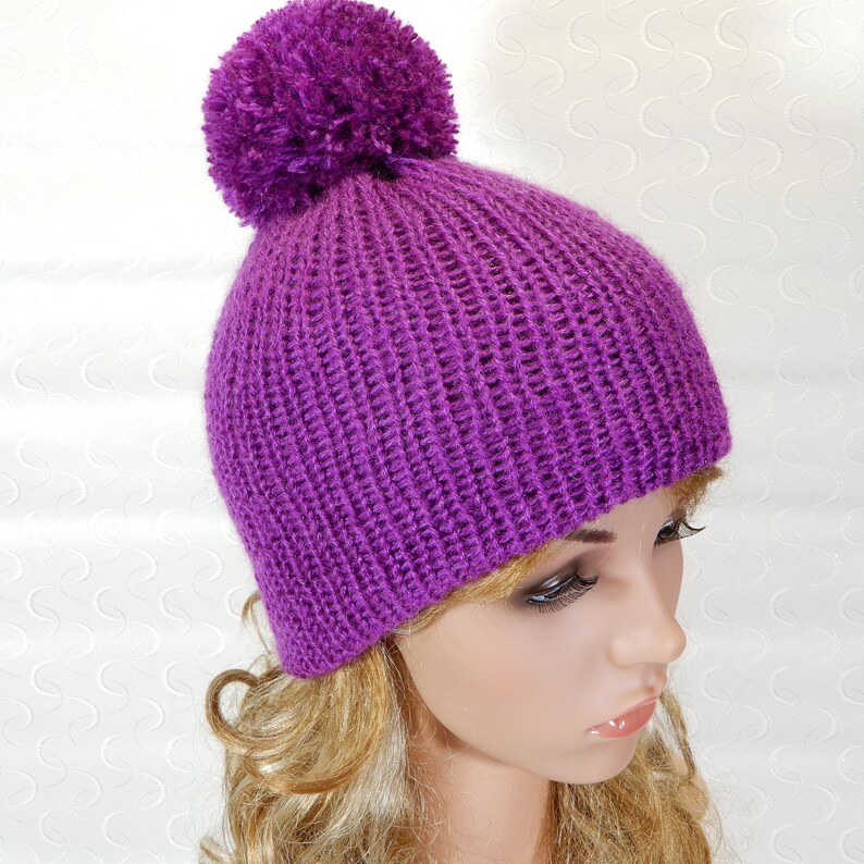 womens purple beanie hats