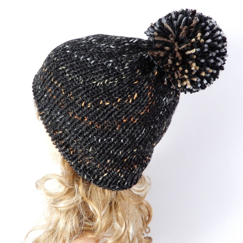 Knit beanie hat women Winter beanie hat Pom pom beanie Winter beanie women Knit wool hat pom pom Ski beanie hat Skull beanie stretch XS-L