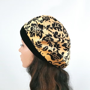 Samt Baskenmütze Frauen Handmade Hut Kopfschmuck gefüttert Passt S-M