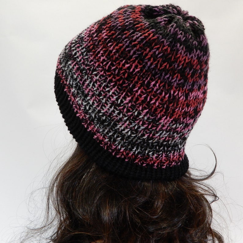 Winter beanie hat women girl Reversible beanie Double knit hat Winter hat Knit cap winter Ski hat stretch S-L