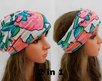 Summer beanie women Ponytail hat Headband Neck scarf Multifunctional Stretch from S-L