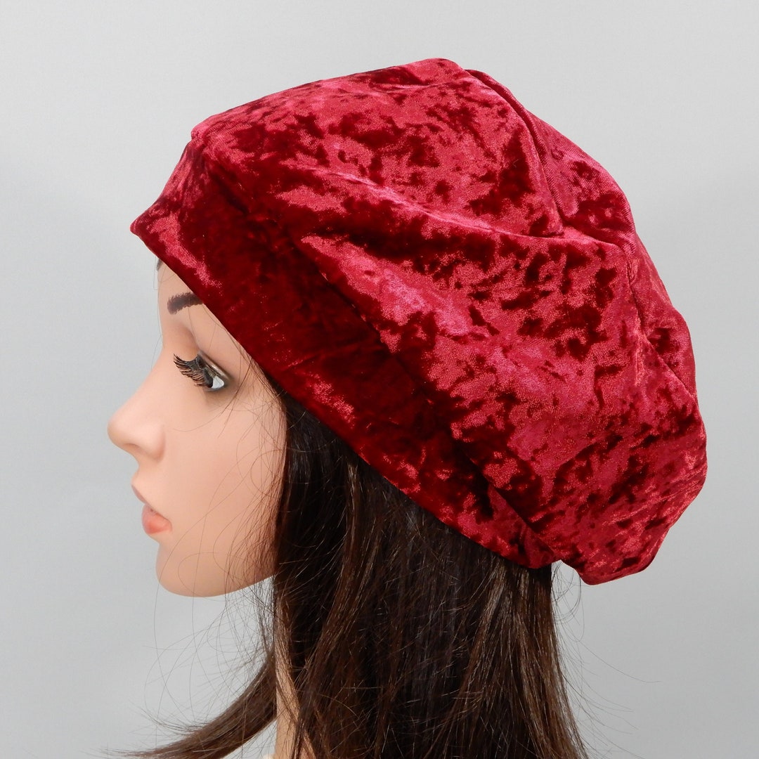 Red Velvet Beret Velvet Hat Women Headwear Lined Fits All Etsy