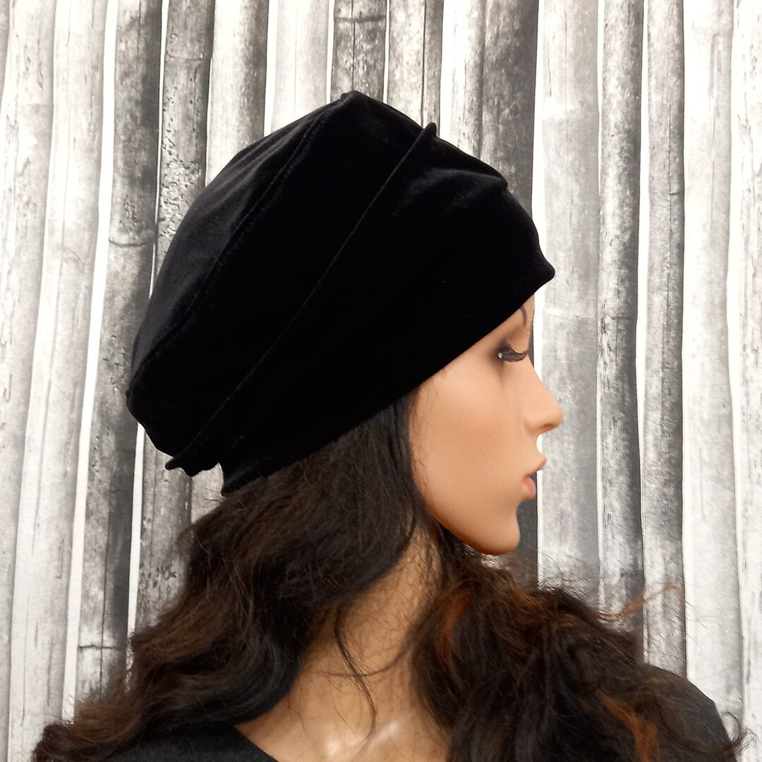 VELVET HEADSCARF SOLID BLACK main image 0