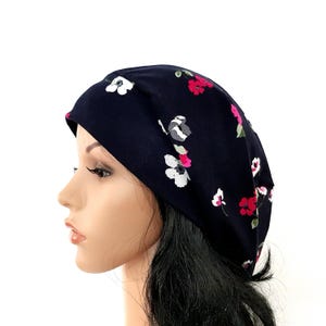 Dark blue floral hat women Summer headwear skin friendly Fits all
