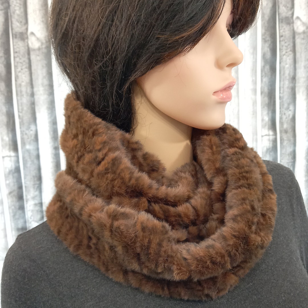 Faux Fur Snood Scarf in Light Grey main image 0