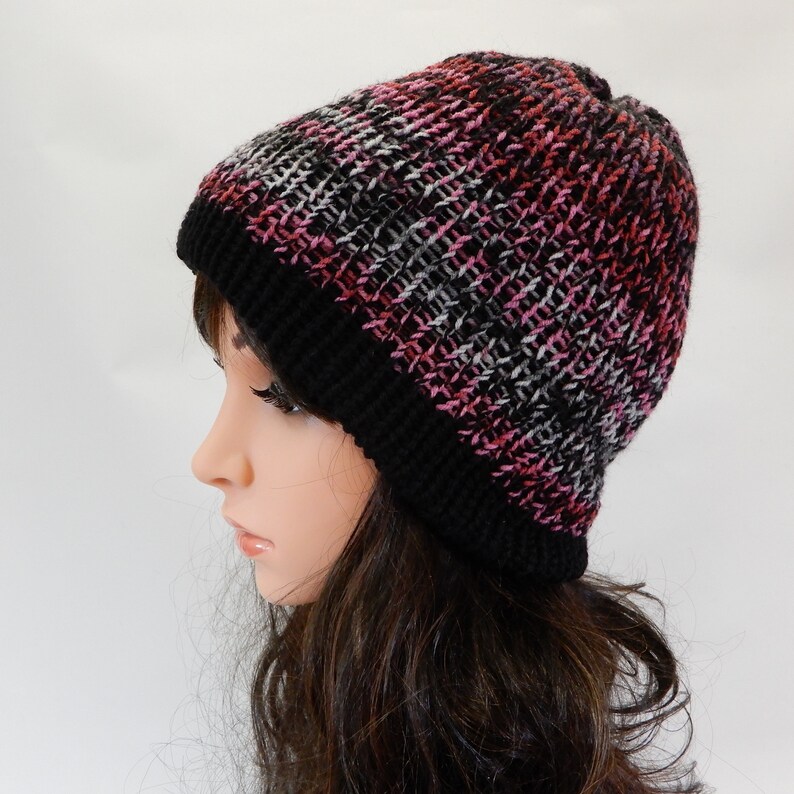 Winter beanie hat women girl Reversible beanie Double knit hat Winter hat Knit cap winter Ski hat stretch S-L