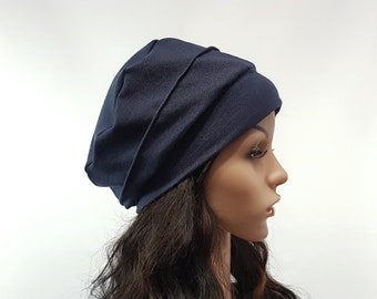 Lightweight beret hat women Unlined headwear Beanie blue/gray denim color Fits S-L
