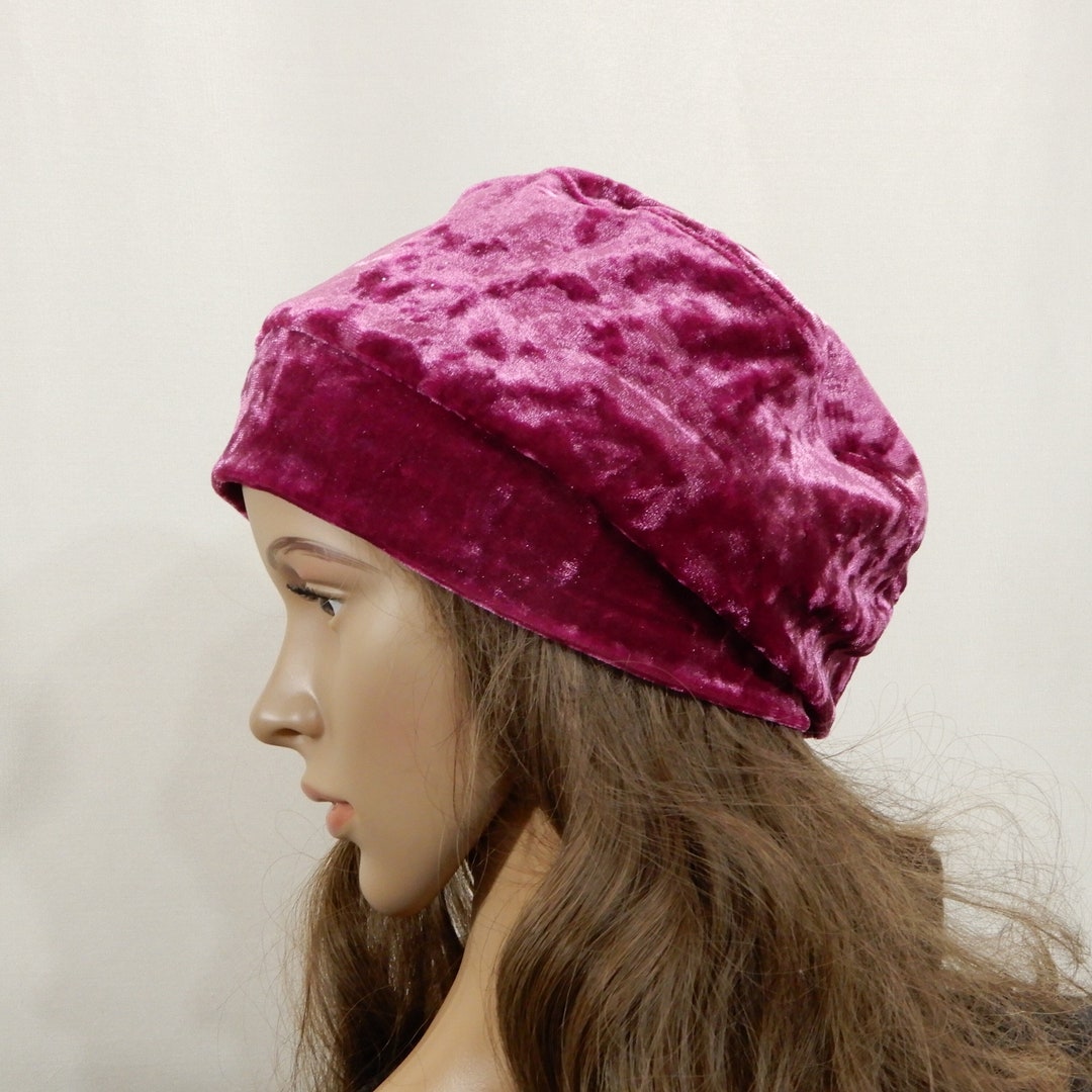Pink Velvet Hat Women Beret Handmade Headwear Lined Fits SL Etsy