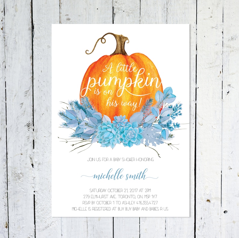 Baby Shower Invitation Boy Pumpkin Fall Baby Shower Etsy