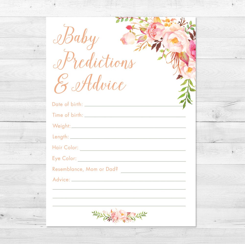 Party Supplies Wishes for Baby Boho Party Floral Baby Predictions--Baby ...